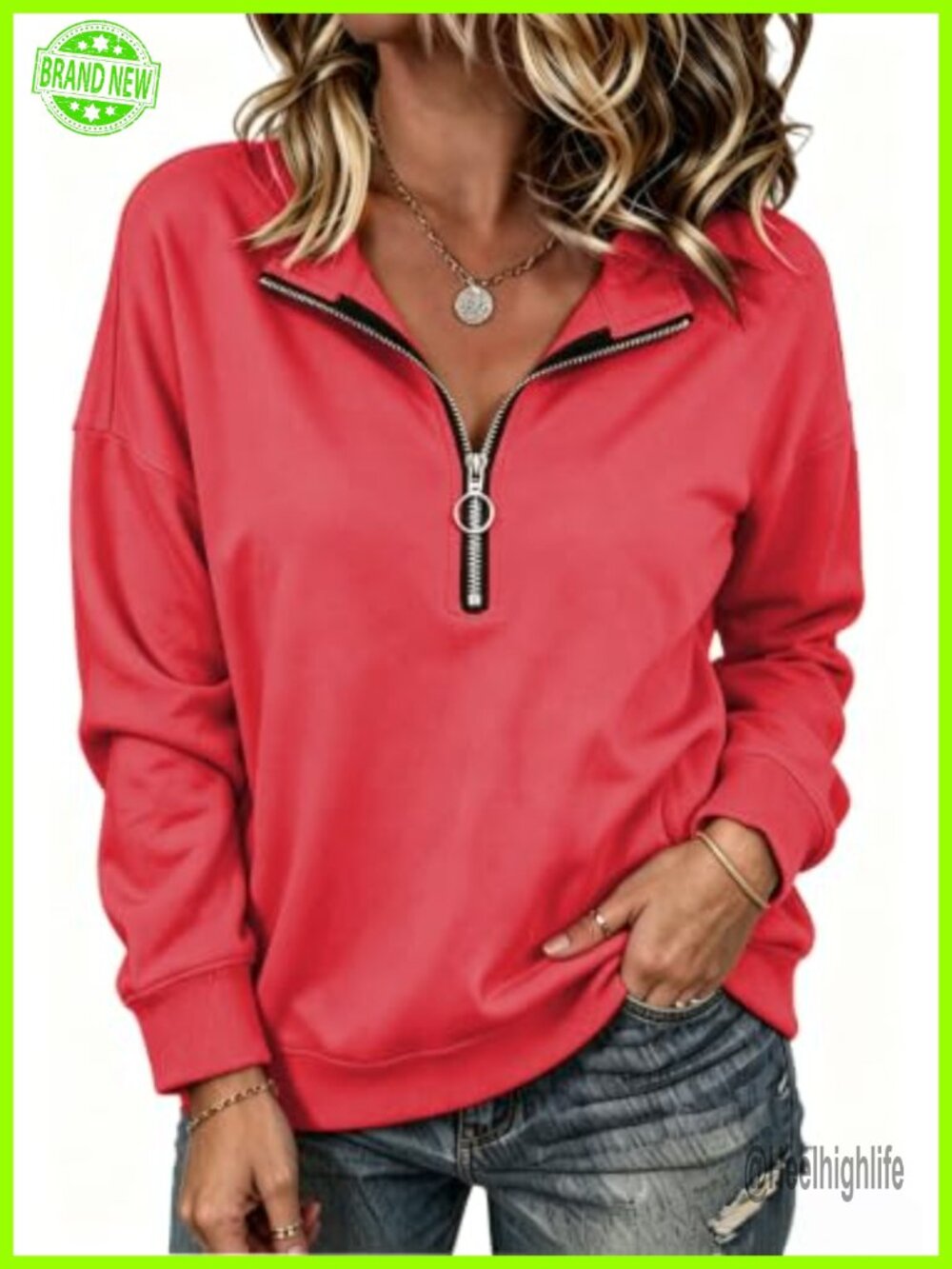 Quarter Zip Lightweight Sweatshirt Long Sleeve Casual Pullover